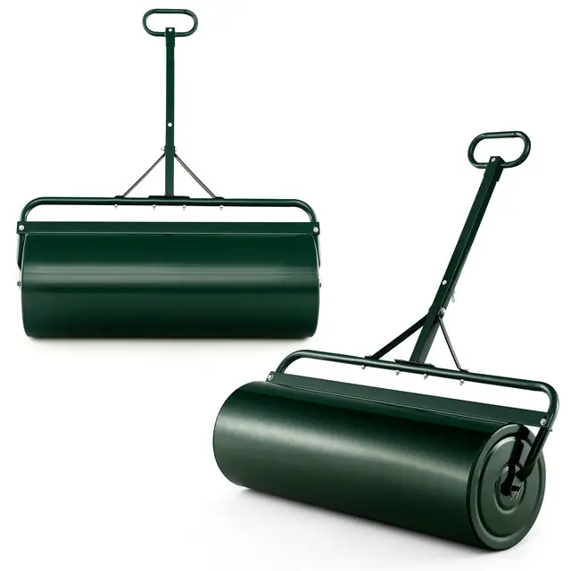 RELAX4LIFE Rouleau à Gazon en Fer avec Réservoire pour Jardin, Volume de Remplissage de Sable ou l’Eau : 113 L, φ40cm, Largeur 99 CM, Hauteur : 146 CM (113L-Vert)