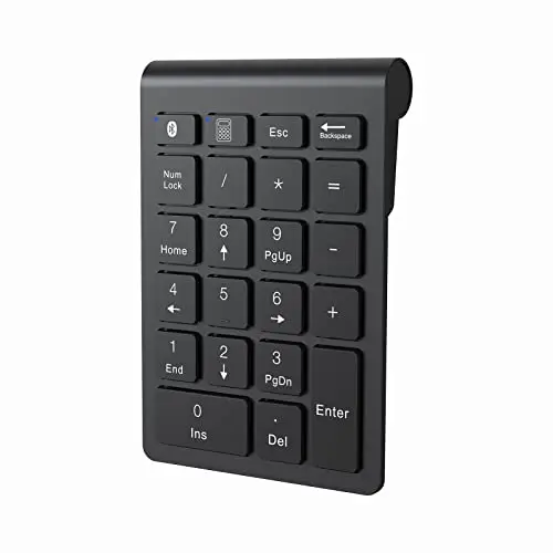 cimetech Clavier Numérique sans Fil, Extension de Clavier Ergonomique,Pavé numérique Bluetooth 5.0 avec 22 Touches Portatif Mini Calcul de Bureau pour Ordinateur Portable, Surface Pro, PC (Noir)