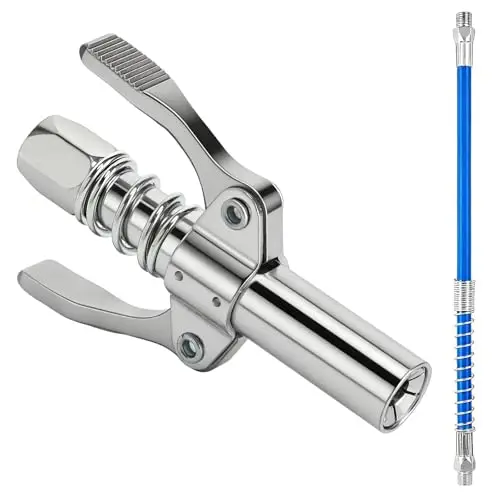 Buse pour Pistolet à Graisse, raccord pour Pistolet à Graisse avec Tuyau de 30 cm, raccord G à Double poignée pour Pistolet à Graisse, pour Tous Les Types de Presses à Graisse