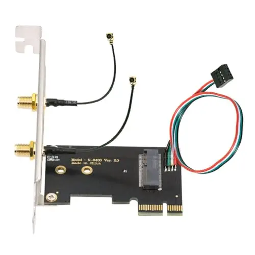 CY Carte WiFi sans Fil Card NGFF A/E-Key vers Adaptateur PCI-E Express 1x pour WLAN Wifi6 Wifi7 Bluetooth (PCIE vers A+E)