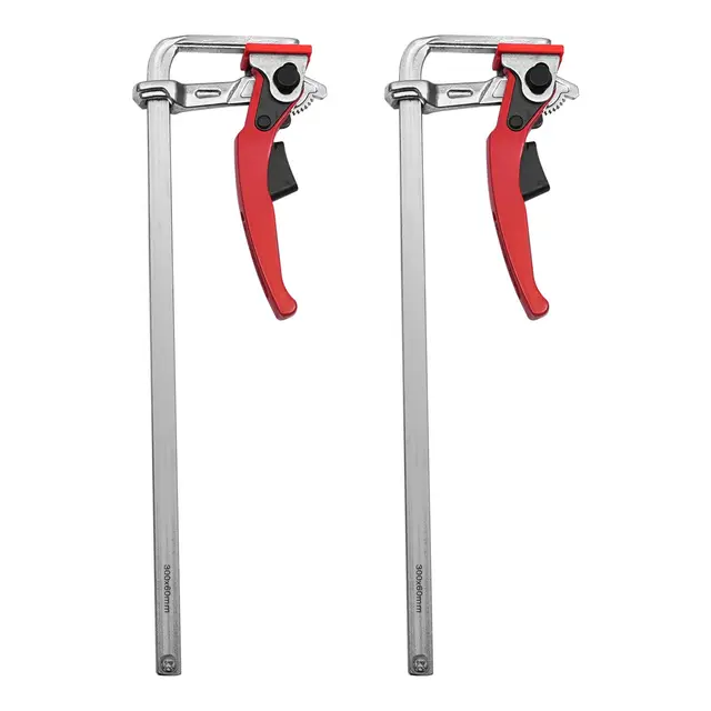 Lot de 2 serre-joints de table à cliquet avec bouton de libération rapide - Pince de serrage rapide - Profondeur de serrage 60 mm - Force de serrage 180 kg