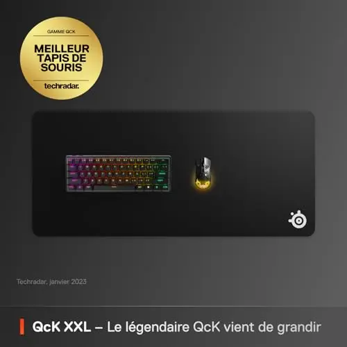 SteelSeries QcK Tapis de Souris Gaming - Format XXL - Suivi et stabilité Optimum - Tapis de Souris Esports - Ne Glisse jamais - Couverture complète du Bureau