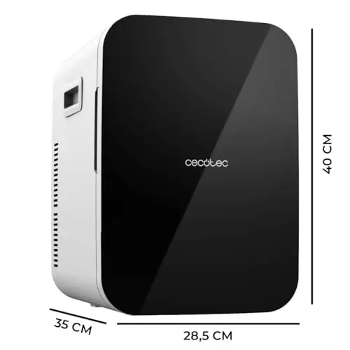 Cecotec Mini Frigo Bolero MiniColing 20L Bahamas Noir. Capacité 20 L, Fonctionnement 12-220 V, Compatible avec Caravanes, Fonction Chaud et Froid, Température Réglable de 7 ºC à 65 ºC