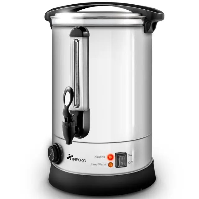 TRESKO® Distributeur de Boissons Chaudes et/ou Vin 20L / 2500W | Chaud Autocuiseur Minuteur en INOX | Chauffe-boissons | Appareil Chauffe d'Eau