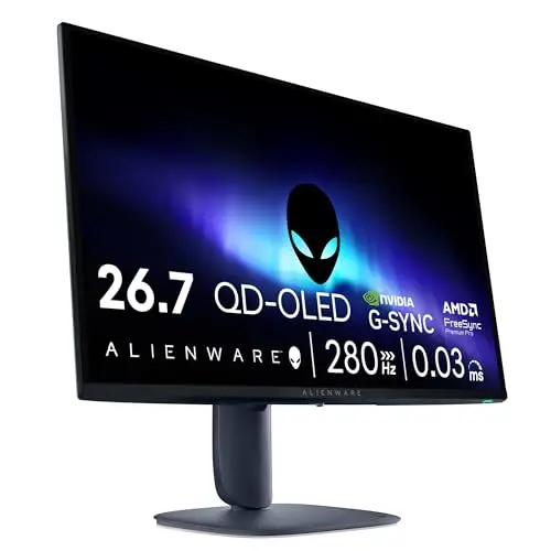 Alienware 27 Écran Gaming - AW2725D, QHD (2560x1440), 280Hz, QD-OLED, 0.03ms, Compatible NVIDIA G-Sync, AMD FreeSync Premium Pro, DisplayHDR True Black 400, USB-C, HDMI, DisplayPort, Garantie 3 Ans