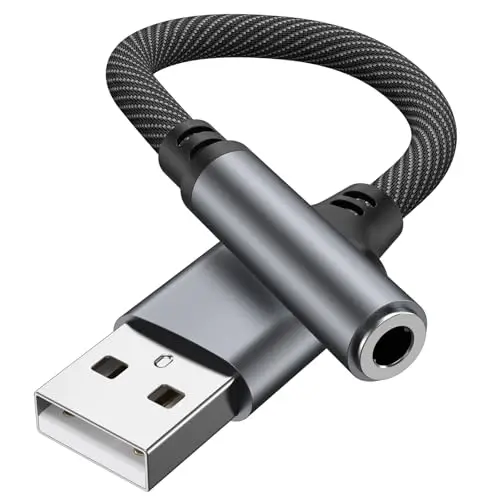 Oumida Adaptateur USB vers Jack 3.5mm, Carte Son Externe USB A vers AUX Stéréo Auxiliaire 3,5mm Compatible avec Casque,PC,Linux (Remarque: Ne Convient Pas Aux Téléviseurs) (Violet)