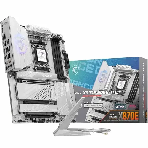 MSI Carte mère MPG X870E Edge TI WiFi, ATX - Prend en Charge Les processeurs AMD Ryzen 9000/8000/7000, AM5-80A SPS VRM, DDR5 Memory Boost 8400+MT/s (OC), PCIe 5.0 x16, M.2 Gen5, Wi-FI 7, 5G LAN