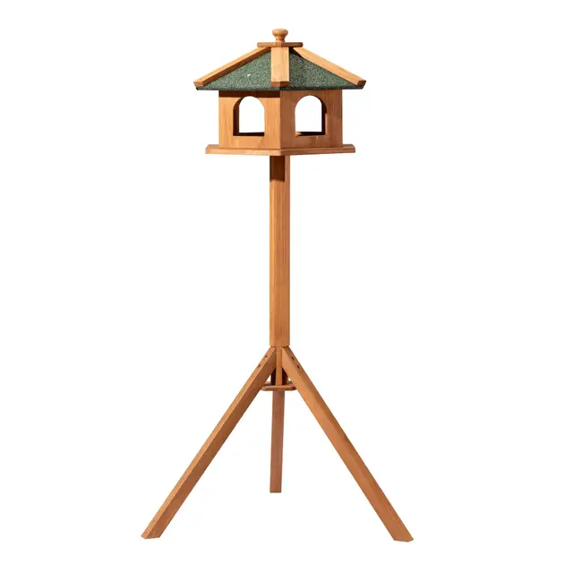 Vogelfutterhaus mit Ständer aus Tannenholz 115cm wetterfestes Wildvögel Vogelhaus m. Fenstern