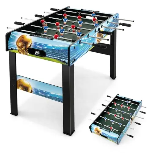 GOPLUS Table de Baby-Foot Enfants, Jeu de Football de Table sur Table/à Pied avec Pieds Amovibles, 2 Balles et 2 Marqueurs pour Adolescents et Adultes :94 x 81 x 68 cm