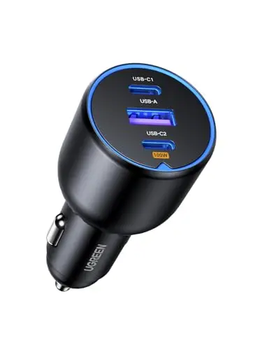 UGREEN 130W Chargeur Allume Cigare USB C 3 Ports 45W PPS PD QC 3.0 Chargeur Voiture Charge Rapide AFC Compatible avec iPhone 17 Pro Max Air 16 15 MacBook Pro Air iPad Galaxy S26 Ultra S25 Steam Deck