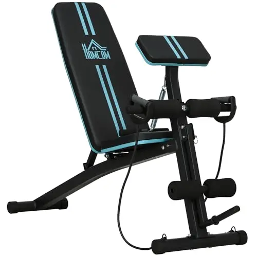 HOMCOM Banc de Musculation Pliable et Inclinable avec Extenseur de Jambes