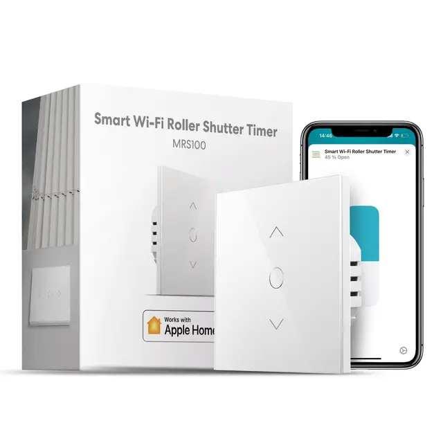 Meross Interrupteur Volet Roulant Connecté Compatible avec HomeKit, Alexa et Google Home, WiFi Interrupteur de Rideau Tactile (FIL NEUTRE REQUIS), Contrôle Local, Contrôle Vocal & à Distance