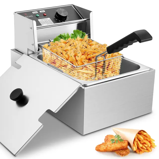 Friteuse avec Panier 10L 1700W Friteuses Électriques en Acier Inoxydable Épaissi 0,8mm Grande Capacité pour Usage Domestique et Commercial avec Limiteur de Température