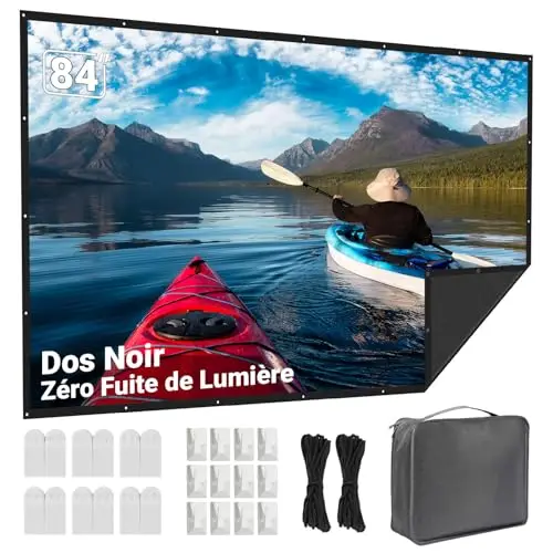Écran Projecteur Portable 84 Pouces Extérieur- LEORFI Fond Noir Amélioré Opaque - Toile de Projection Intérieur/Extérieur - Écran Projecteur Pliable Lavable pour Cinéma Maison - avec Sac de Transport