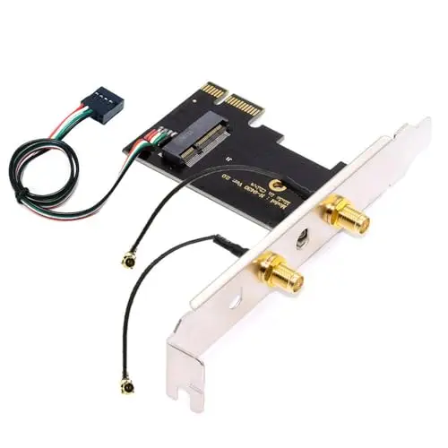 Carte WiFi sans fil NGFF A/E-Key vers PCI-E Express 1 x adaptateur pour WLAN Wifi6 Wifi7 Bluetooth
