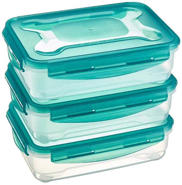Amazon Basics Lot de 3 boîtes de conservation hermétiques, 3 x 1.2 litres, Transparent