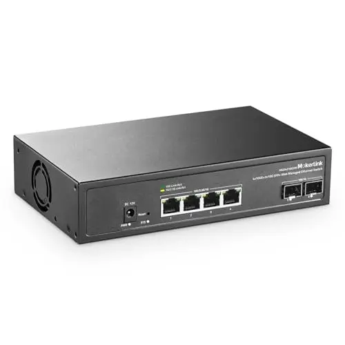 MokerLink 6 Port 10Gbps Managed Switch, 4x10G Etheret RJ45, 2x10G SFP+ Support 1G and 10G SFP+, 120Gbps Bandwidth, Small L2 Web Managed Network Switch