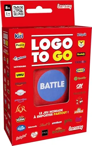 Lansay - Logo to GO - Jeu de Logos & Marques - Jeu de Cartes de Voyage Famille - Quiz, Défis, Reconnaissance de Marques avec Dé - pour Enfants dès 8 Ans- 2 à 6 Joueurs- Format Compact Parties Express