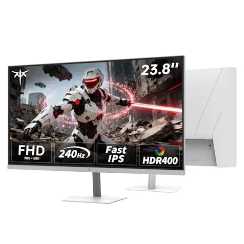 KTC 24 Pouces Ecran PC Gamer | FHD@240Hz | Fast IPS Panel | Temps de réponse de 1 ms (MPRT) | Luminosité de 400 CD/㎡, HDR400 | Adaptive Sync | 116% sRGB, 92% DCI-P3, ΔE<2 | Blanc | H24F7