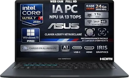 ASUS PC Portable IA 16" Intel Core Ultra 7 255H 24 Go DDR5