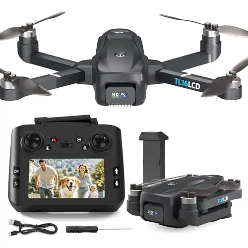TL16LCD Drone avec Camera 4K, Drone GPS pour Débutants avec Télécommande LCD Retour Automatique Follow Me Transmission en Temps Réel 5G Drones FPV pour Adultes