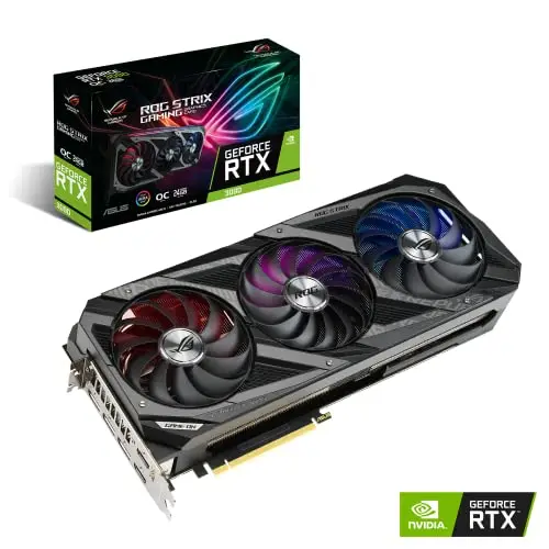 ASUS ROG Strix NVIDIA GeForce RTX 3090 OC Edition Carte Graphique Gaming (PCIe 4.0, 24GB GDDR6X, HDMI 2.1, DisplayPort 1.4a, Ventilateurs axiaux, 2.9-Slot, Super Alloy Power II, GPU Tweak II)