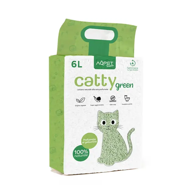 Aqpet Friends Litière CattyGreen Sable pour Chats au soja Naturel d'origine végétale Parfum Jasmin