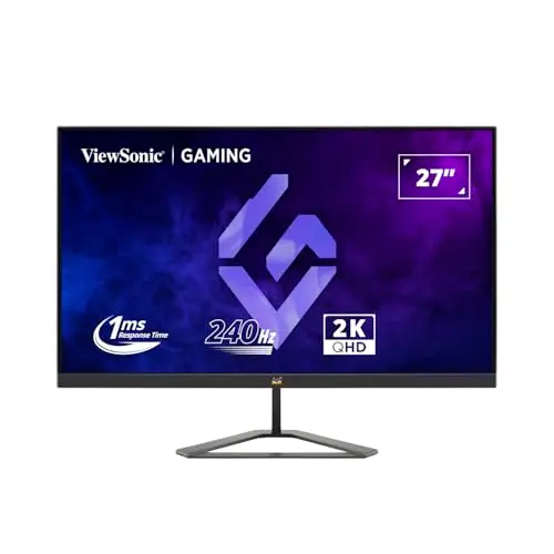 ViewSonic VX2758A-2K-PRO-3 Écran PC Gamer 27 Pouces, IPS Moniteur de Jeu QHD 2560 x 1440p, 240 Hz, 1ms MPRT, AMD FreeSync Premium/NVIDIA G-Sync Compatible, HDR10, HDMI 2.1, DP 1.4