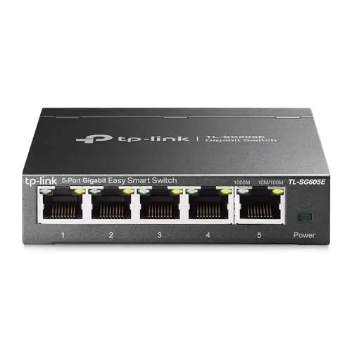 TP-Link TL-SG605E Switch Ethernet Gigabit 5 Ports Gigabit Hub RJ45, Switch Manageable, Boitier Métal, Plug-and-Play, Durable et Silencieux