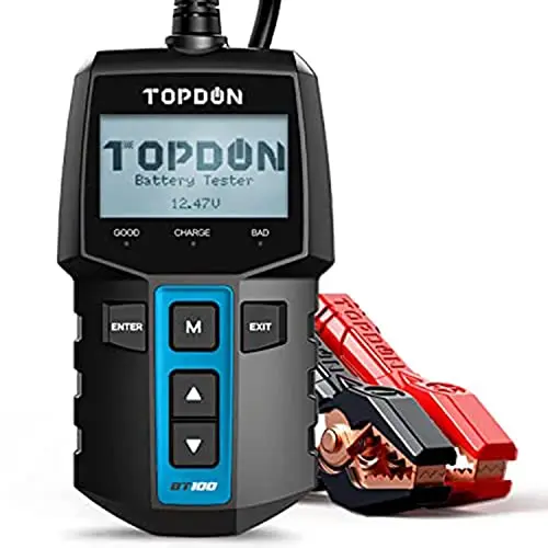 TOPDON BT100 Testeur de Batterie 12V, Testeur Batterie Voiture 100-2000CCA pour Test de Batterie, Démarrage et Système de Charge, Analyseur de Batterie Numérique pour Voiture/Moto/ATV/SUV/Bateau/Yacht