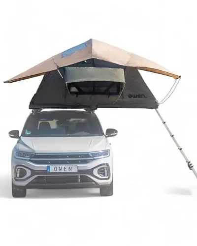 Tente de Toit Owen I Couleur Verte Olive I pour Camping et Voyage I Version Two I sans Pre-Tente I avec échelle I Robuste et Durable I Installation Facile
