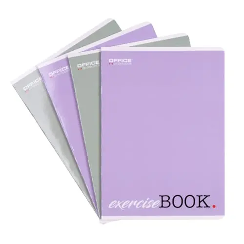 OFFICER PRODUCTS Lot de 8 cahiers d'école, format A5, 32/32 feuilles, ligné, mixte, 8 pièces, motifs assortis, pour la rentrée des classes primaire, avec marge, cartes blanches