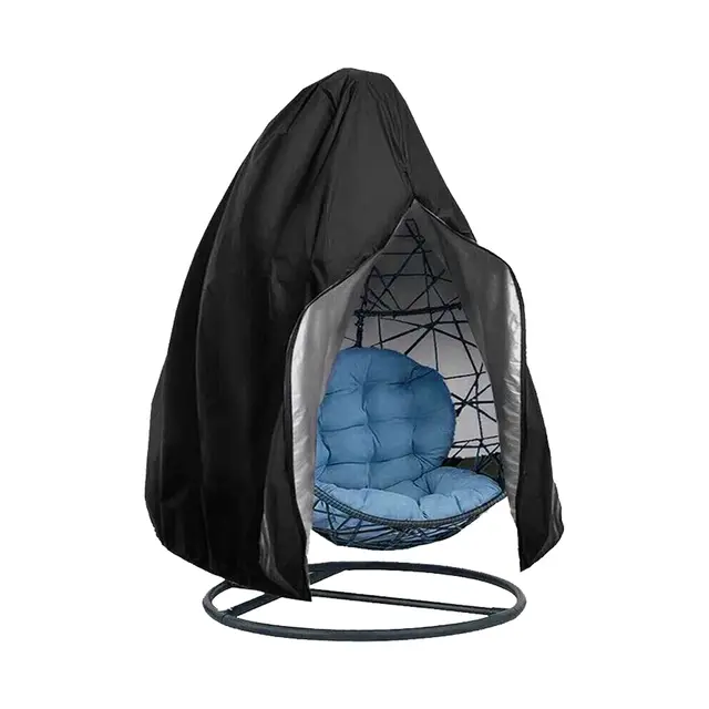Couverture de Chaise Suspendue Jardin Rotin Osier Fauteuil Suspendu Housse de Protection pour œufs Chaise résistant à l'eau et à la poussière - 190 X115cm (Noir)