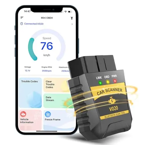 OBD2 Diagnostic Voiture, Bluetooth Scanner Auto Diagnostic, Valise Diagnostic Auto Multimarque,Interroger Code Base de Données, Lecteur de Codes Moteur pour Plupart des Véhicules à Essence