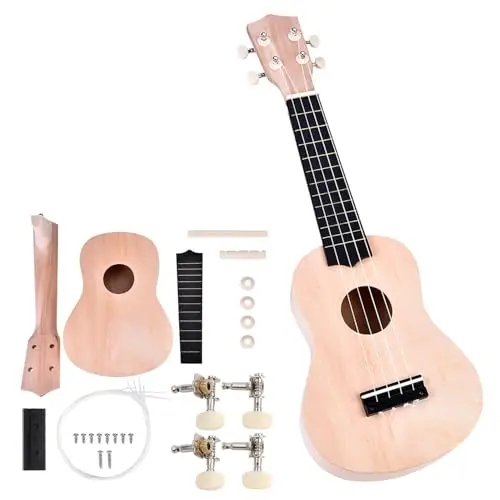 Kit De Ukulélé à Monter Soi-même, 21 Pouces, 4 Cordes, Matériel En Bois De Tilleul, Construisez Votre Propre Ukulélé Non Peint Pour Enfants, Amis Et Famille