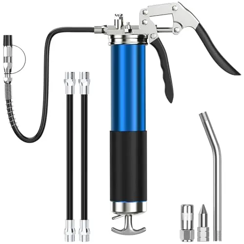 Pistolet à graisse pour graissage, pistolet à graisse, avec poignée pistolet, tuyau flexible renforcé robuste de 27"