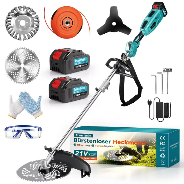 Coupe-Bordures sans Fil avec 2 Batteries de 4,0 Ah, débroussailleuse et Coupe-Bordures électrique sans Fil 4 en 1, Moteur sans balais de 950 W, idéal pour la Tonte de pelouse et l'entretien du Jardin
