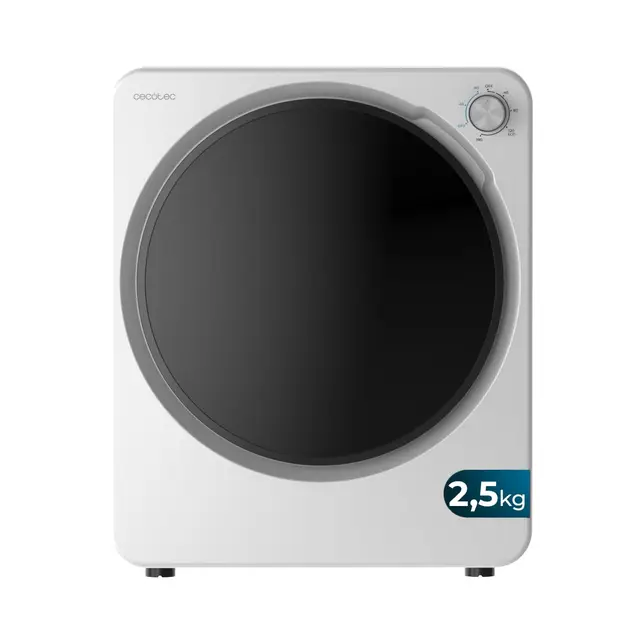 Cecotec Mini Sèche-Linge à Évacuation 2,5 kg Bolero DressCode Dry 3150V. 950 W, 6 Programmes, Programme ECO, Commande Knob Intuitive, Séchage Rapide et Efficace, Idéal pour les Petits Espaces, Blanc