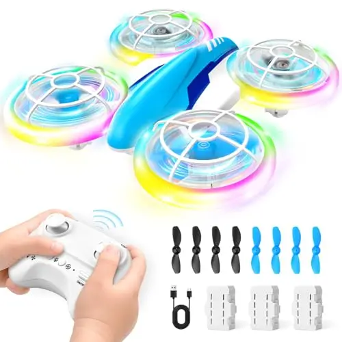 YIKANWEN Drone Enfant, Mini Drone Télécommandé de 6, 7, 8, 9, 10+ Ans, Jouet Avion avec Lumières LED et Piles, Cadeaux pour Garçons et Filles, Convient pour Usage Intérieur et Extérieur
