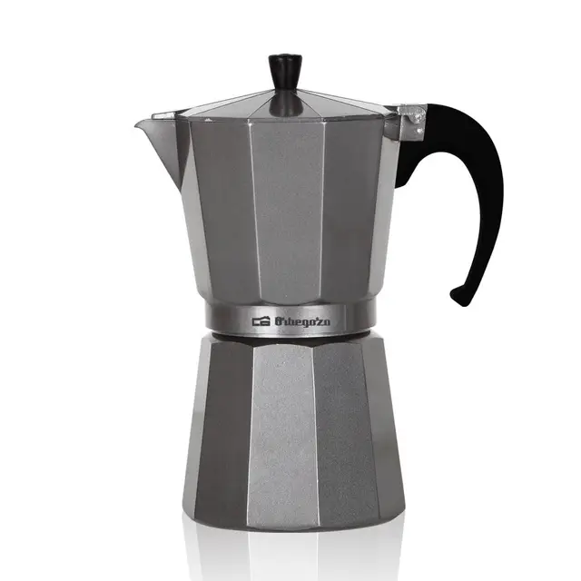 Orbegozo KFS 620, machine à café italienne, capacité de 6 tasses, poignée ergonomique, convient aux cuisinières à gaz, électriques et vitrocéramiques, aluminium, soupape de sécurité