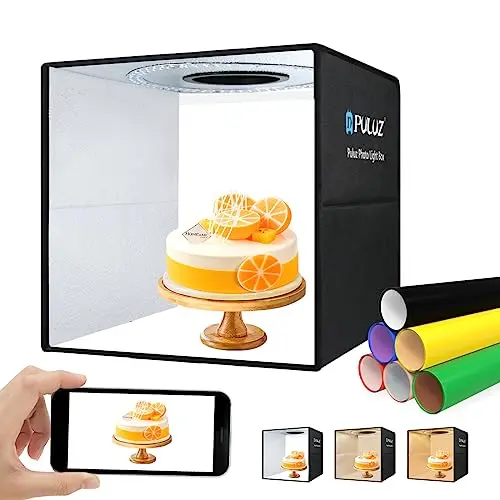PULUZ 40cm Photo Studio Portable Boîte à Lumière pour la Photographie Pliable Photo Tir Tente - Luminosité réglable et 3 températures de Couleur avec 12 Fonds de Couleur