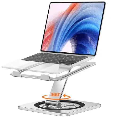 EOIWUY Support Ordinateur Portable Rotation 360°, Support PC Portable Bureau Réglable à Refroidissement Rapide, pour Travail d'Équipe Laptop Stand Ergonomique Racks Compatible avec Tous Laptops 10-16"