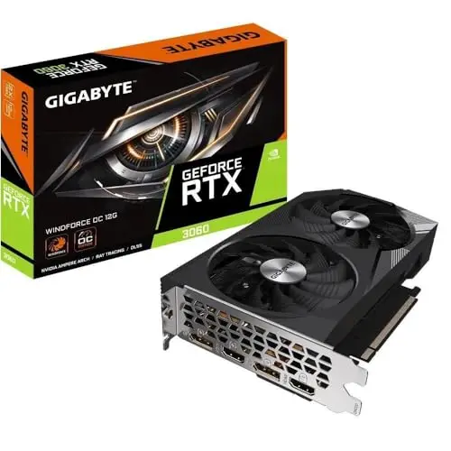 Gigabyte NVIDIA GeForce RTX 3060 WINDFORCE OC V2 Carte graphique - 12GB GDDR6, 192-bit, PCI-E 4.0, 1792MHz Core Clock, 2x DP 1.4, 2 x HDMI 2.1, NVIDIA Ampere - GV-N3060WF2OC-12GD