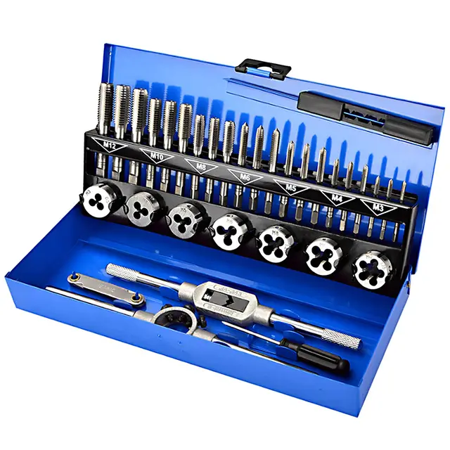 Coffret Tarauds et Filières Métriques en Alliage - 32 Pièces Filetage Métrique Tarauds M3-M12 Kit Taraudage avec étui de Rangement en Méta
