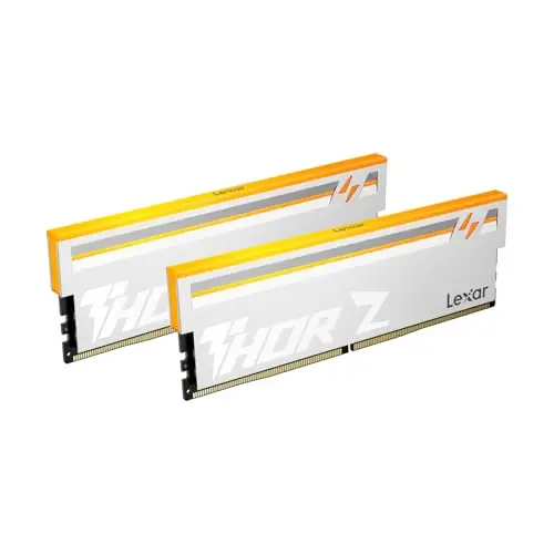 Lexar Thor Z Series RGB DDR5 RAM DDR5 32Go Kit (2x16Go) 6000 MHz CL36, DRAM UDIMM 288-Pin PC Mémoire RAM de Bureau, Mémoire Ordinateur DDR5 Haute Performance pour Intel XMP 3.0/AMD Expo, 1.4V Argent