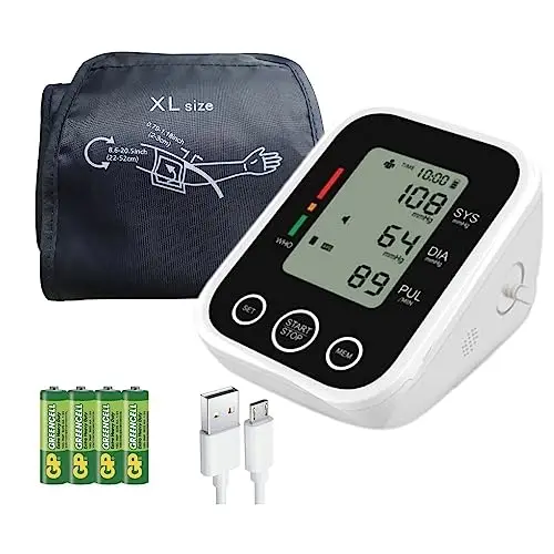 Tensiometre bras avec brassard extra large (22-52 cm), Moniteur de tension artérielle automatique, Détecteur de Pulsations Cardiaques avec Bracelet extra large (22-52 cm)