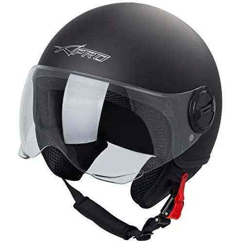 Casque Moto Scooter Demi Jet Visiere Ouvert Approuvé ECE 22-06 Noir Matt XS