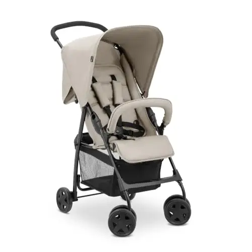 hauck Poussette Compacte Citadine Sport - Ultra Légère Seulement 5,9 kg, Pliable et Inclinable, Jusqu'à 15 kg, Capote Pare-Soleil, Grand Panier 3 kg, Beige