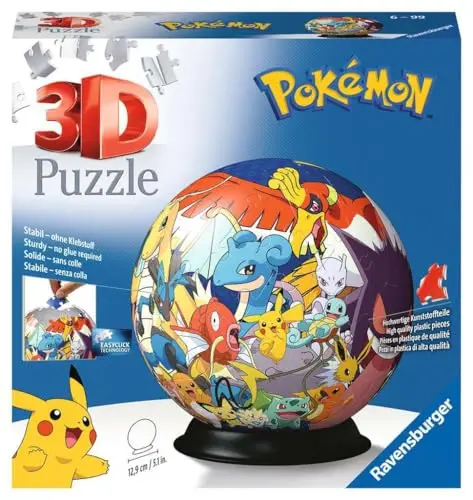 Ravensburger Puzzle 3D Pokémon – Sphère 72 pièces numérotées – sans Colle – Puzzle Enfant dès 6 Ans – Support Inclus – Version française
