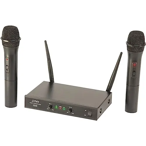 Party Light & Sound - PARTY-200UHF-MKII - Système de Micro avec 2 micros sans Fil UHF et 1 récepteur – 2 canaux 863.1 & 864.8MHz – Noir